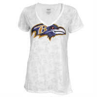 Baltimore Ravens - Large Logo Juniors Burnout V-Neck T-Shirt