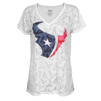 Houston Texans - Large Logo Juniors Burnout V-Neck T-Shirt