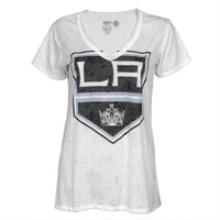 Los Angeles Kings - Large Logo Juniors Burnout V-Neck T-Shirt