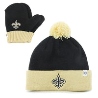 New Orleans Saints - Logo Bam Bam Toddler Pom Pom Beanie and Mitten Set