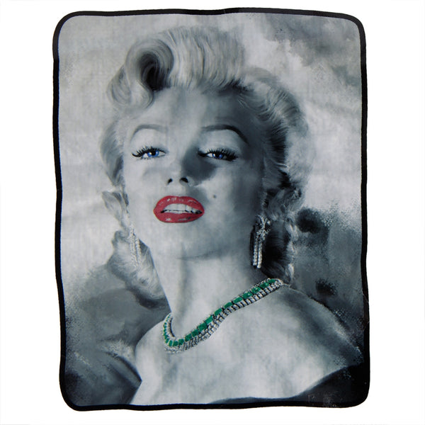 Marilyn Monroe - Red Lips Portrait Fleece Blanket