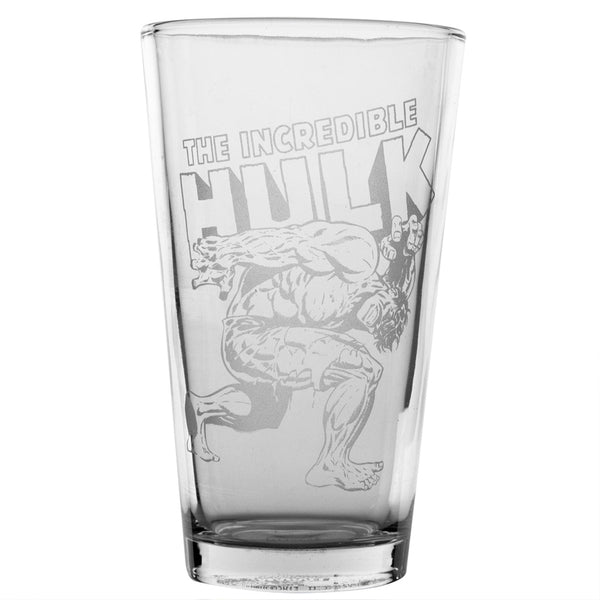 The Incredible Hulk - Stomping Logo Etched Pint Glass
