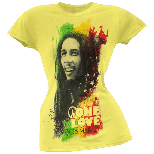 Bob Marley - One Love Portrait Juniors Yellow T-Shirt