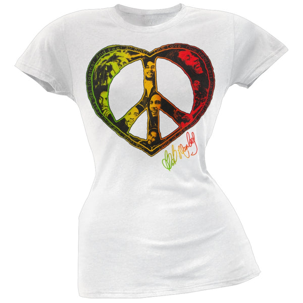 Bob Marley - One Love Peace Heart Soft Juniors T-Shirt