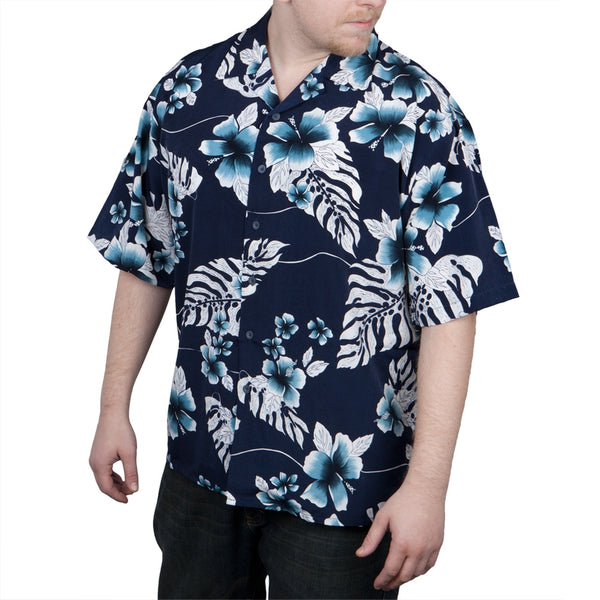 Navy Hibiscus Hawaiin Shirt