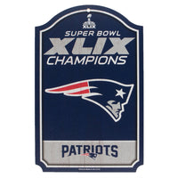 New England Patriots - Super Bowl Champions 49 11x7 Wood Sign