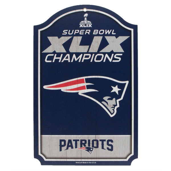 New England Patriots - Super Bowl Champions 49 11x7 Wood Sign