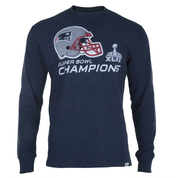 New England Patriots - Super Bowl 49 Champions Helmet Logo Scrum Long Sleeve T-Shirt