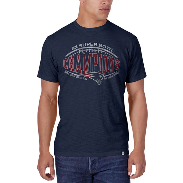 New England Patriots - Four Time Champions Football Logo Navy Premium T-Shirt