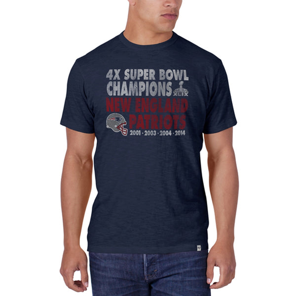 New England Patriots - Four Time Champions Dates Logo Navy Premium T-Shirt